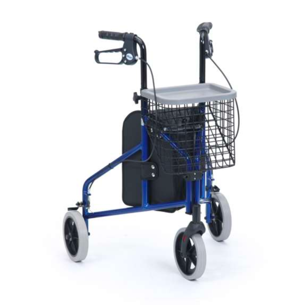 Ultra-Lightweight Tri-Walker with Bag, Basket & Tray Blue